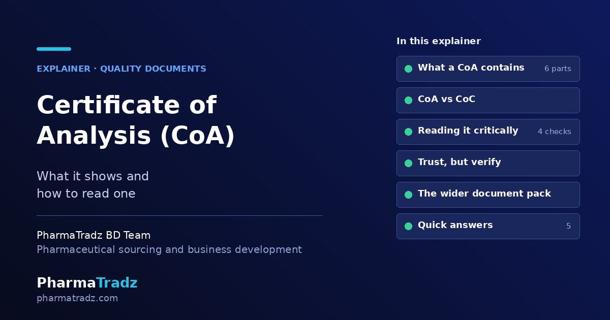 Certificate of Analysis (CoA) in Pharma: What It Shows and How to Read One