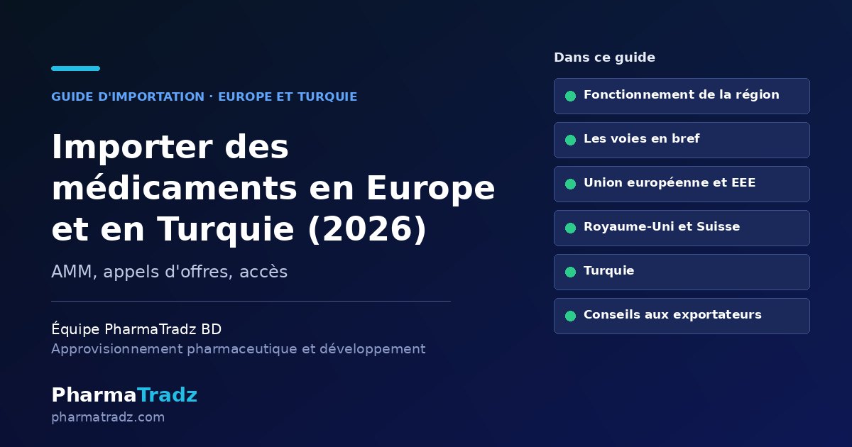 Importer des médicaments en Europe et en Turquie : guide pays par pays (2026)