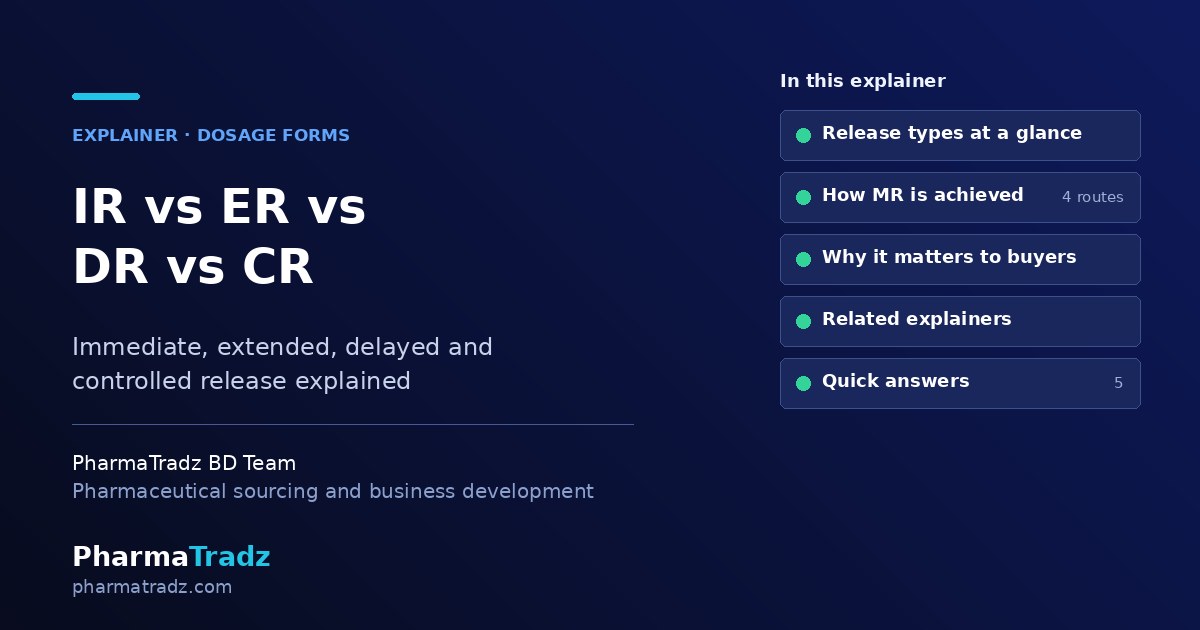 IR vs ER vs DR vs CR: Immediate, Extended, Delayed and Controlled Release Explained