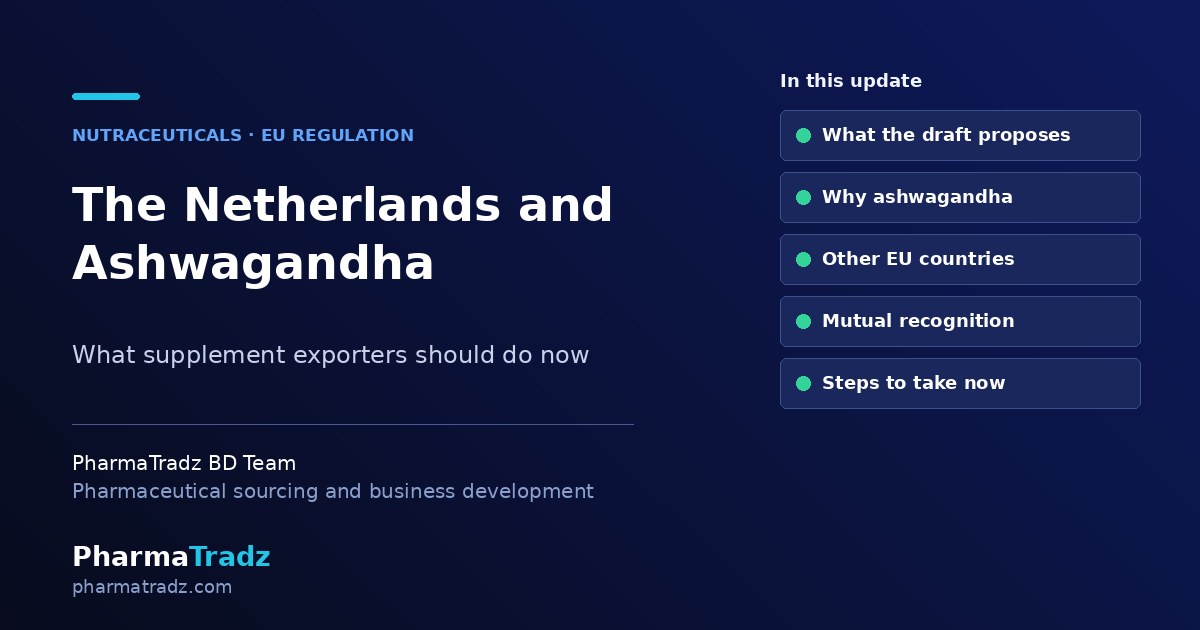 The Netherlands Moves to Restrict Ashwagandha: What Supplement Exporters Should Do Now