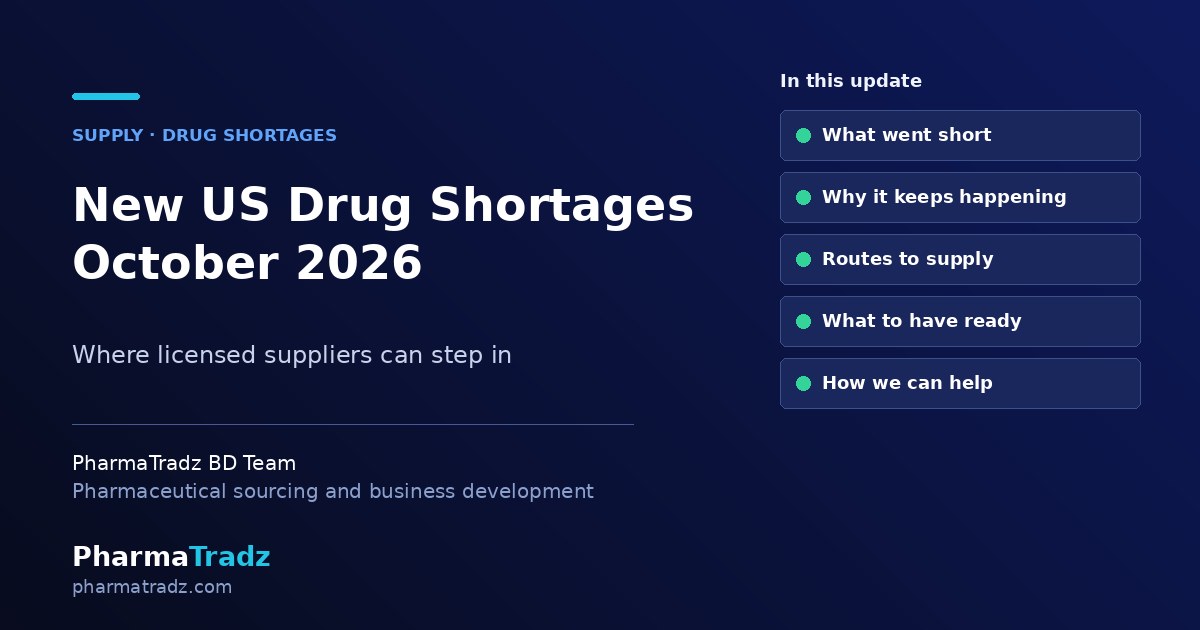 October's New US Drug Shortages: Where Licensed Suppliers Can Step In