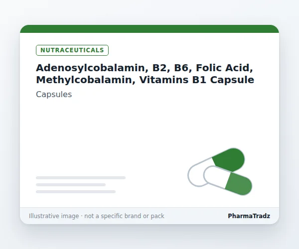 ADENOSYLCOBALAMIN, B2, B6, FOLIC ACID, METHYLCOBALAMIN, VITAMINS B1 CAPSULE Capsules manufacturers & suppliers