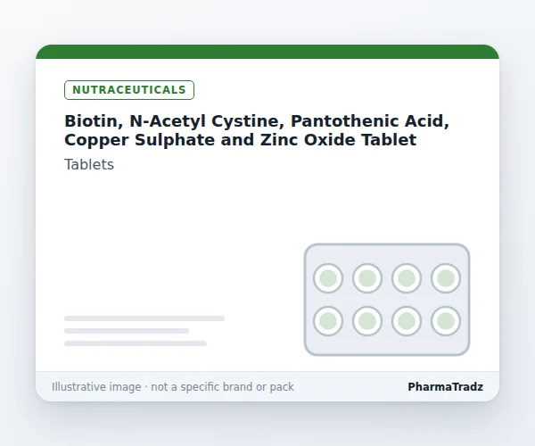 Biotin, N-Acetyl Cystine, Pantothenic Acid, Copper Sulphate and Zinc Oxide Tablet Tablets manufacturers & suppliers