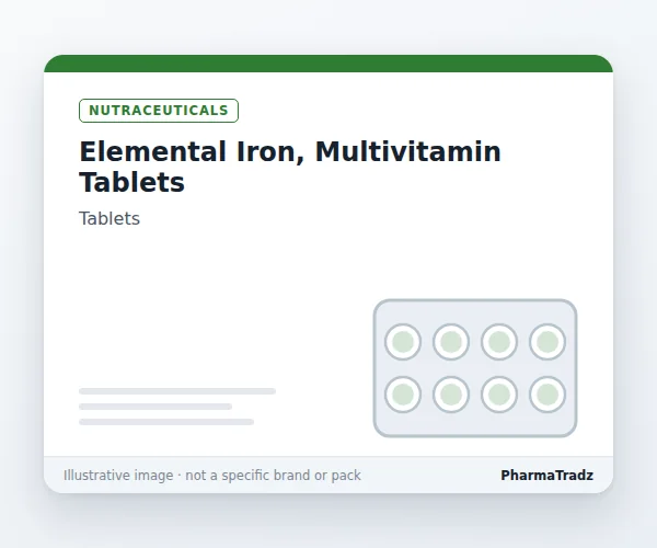 ELEMENTAL IRON, MULTIVITAMIN TABLETS bulk supplier for pharma manufacturers