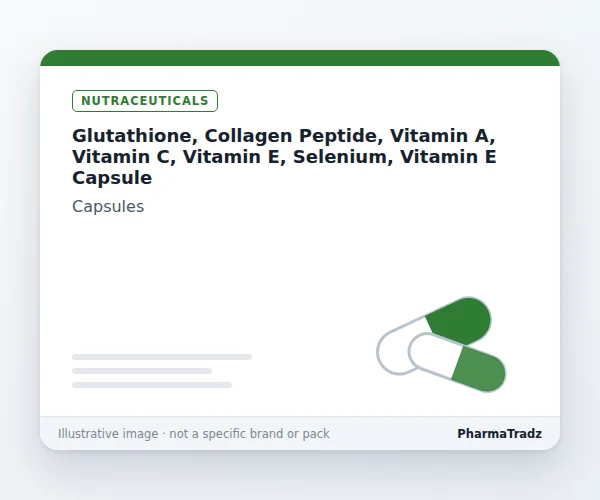 Glutathione, Collagen Peptide, Vitamin A, Vitamin C, Vitamin E, Selenium, Vitamin E Capsule bulk supplier for pharma manufacturers