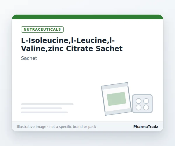 L-ISOLEUCINE,L-LEUCINE,L-VALINE,ZINC CITRATE SACHET Sachet manufacturers & suppliers