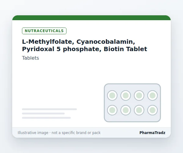 L-Methylfolate, Cyanocobalamin, Pyridoxal 5 phosphate, Biotin Tablet Tablets manufacturers & suppliers