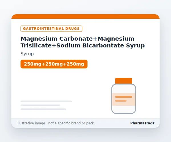 Magnesium Carbonate+Magnesium Trisilicate+Sodium Bicarbontate  Syrup Syrup manufacturers & suppliers