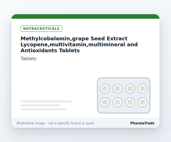 METHYLCOBALAMIN,GRAPE SEED EXTRACT LYCOPENE,MULTIVITAMIN,MULTIMINERAL AND ANTIOXIDANTS TABLETS Tablets manufacturers & suppliers