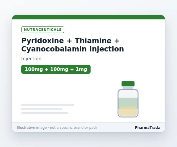 Pyridoxine + Thiamine + Cyanocobalamin Injection Injection manufacturers & suppliers