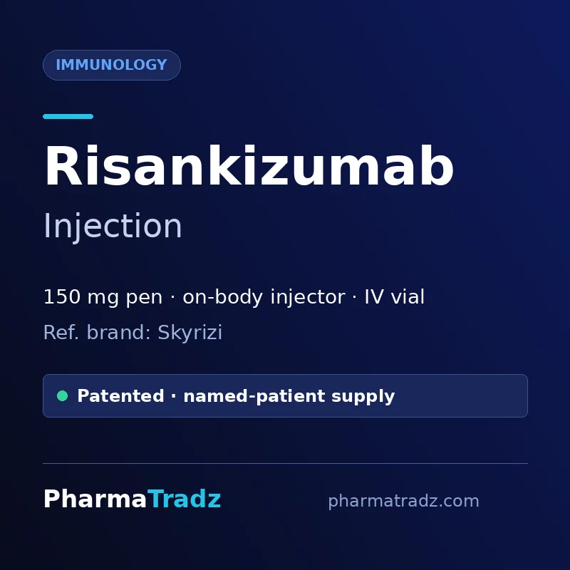 Risankizumab Injection Pre-filled pen, syringe, on-body injector (SC); vial (IV) manufacturers & suppliers