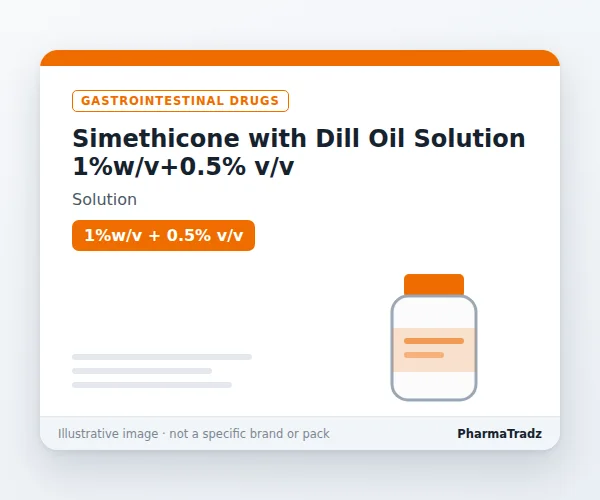 Simethicone with Dill Oil Solution 1%w/v+0.5% v/v Solution manufacturers & suppliers