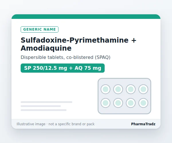 Sulfadoxine-Pyrimethamine + Amodiaquine Dispersible Tablets Dispersible tablets, co-blistered manufacturers & suppliers