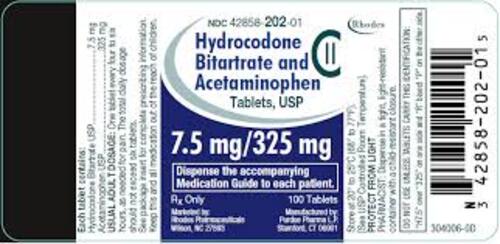 Hydrocodone bitartrate + Acetaminophen tablets manufacturers & suppliers