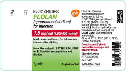 Epoprostenol injection